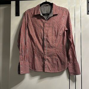 Reversible Red To Grey Striped Tailored Shirt